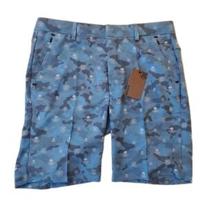 G/FORE Men's 32 Golf Shorts Blue Camo Skull & T's Performance G4MF22B08 NEW
